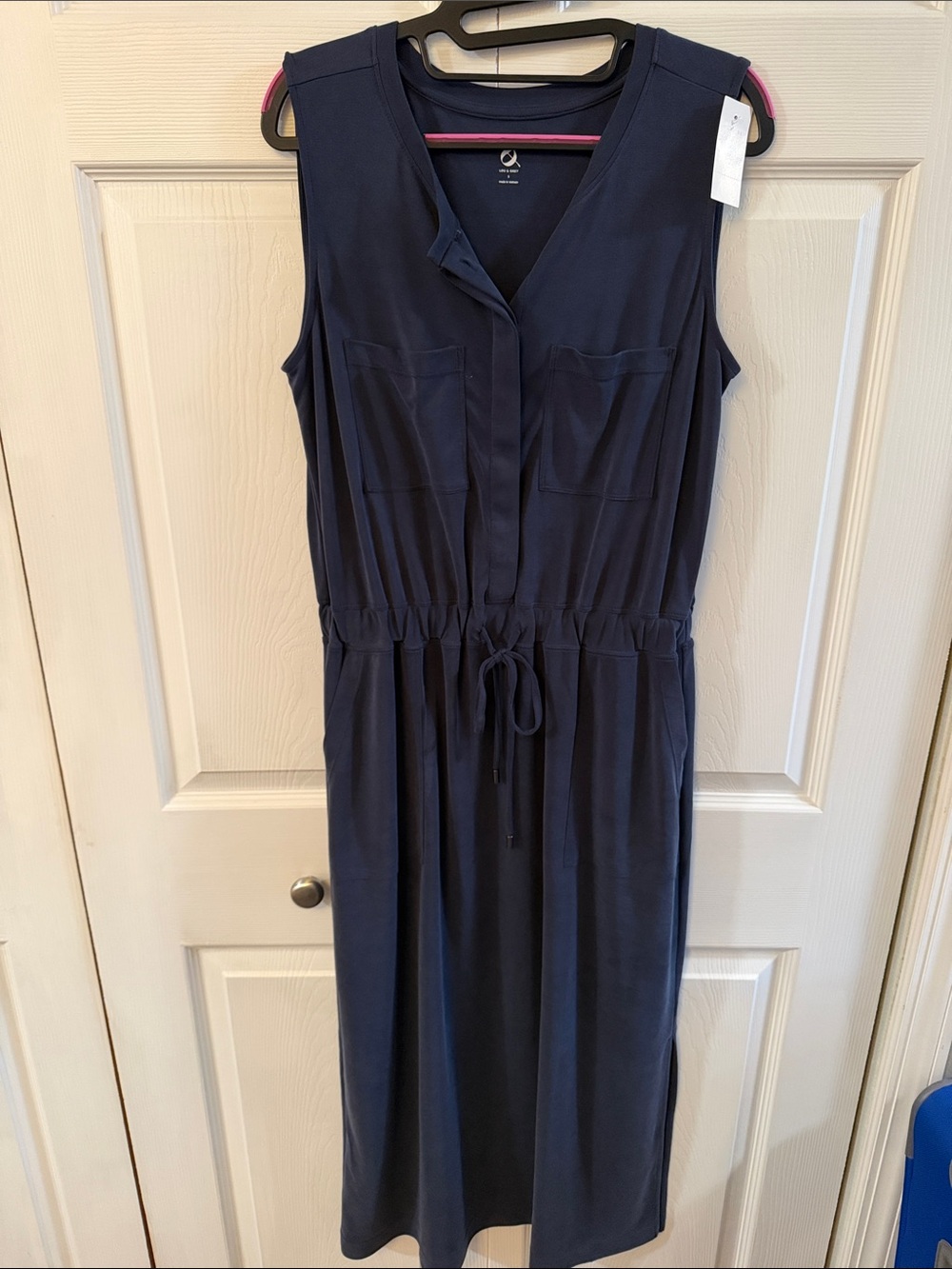Lou & Grey Navy Sleeveless Drawstring Maxi Dress